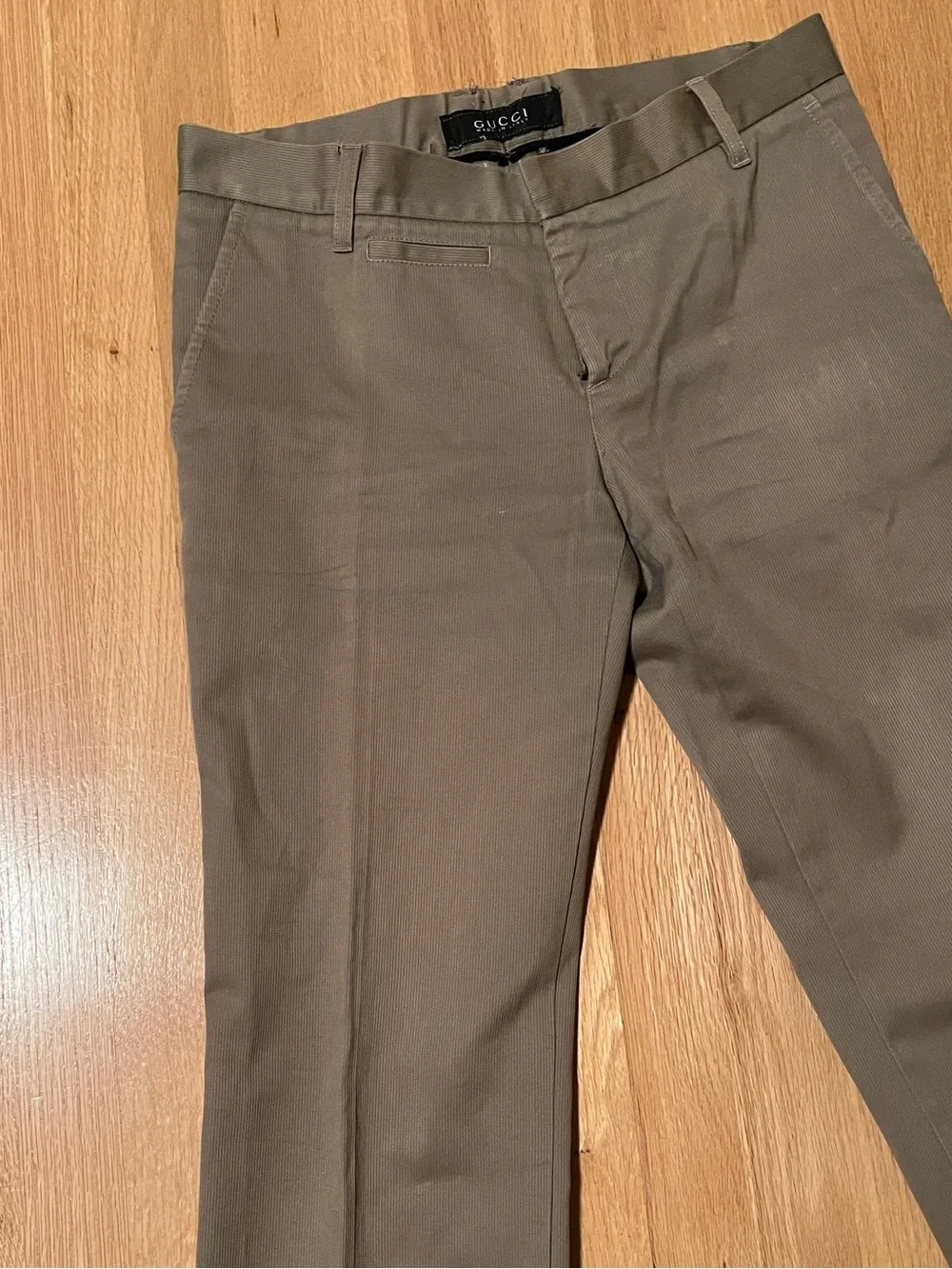 Men's Gucci 100% Cotton Canvas Pant With Thick Cuff Size 50 (tailored) Beige